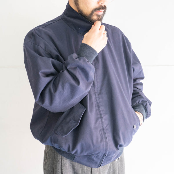 1990s British navy color swing top jacket -check lining-