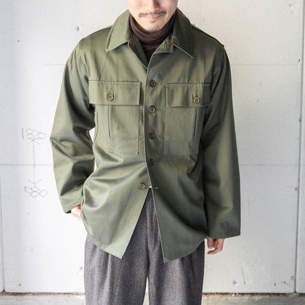 1970s French military cotton satin shirt -jacket 'dead stock' -without epaulette-