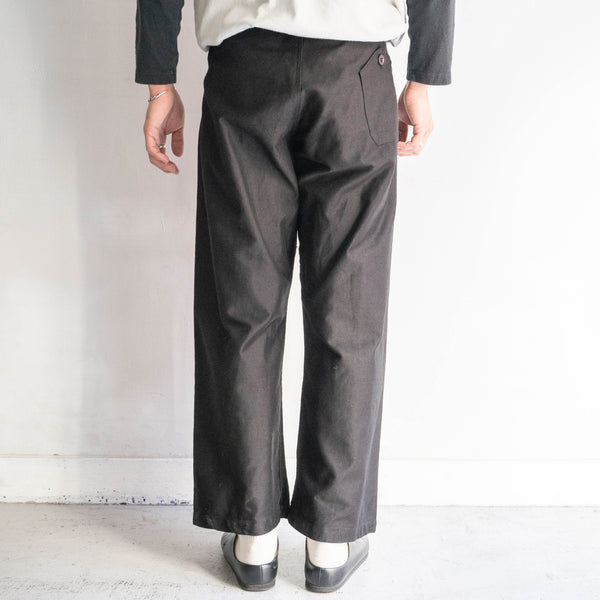 1950-60s Italian military light weight moleskin work pants 'dead stock' "pocket remake" -black dyed-