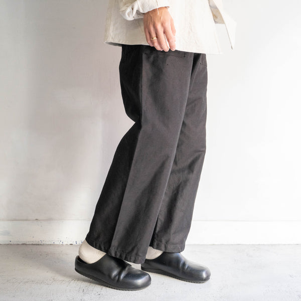 1950-60s Italian military light weight moleskin work pants 'dead stock' "pocket remake" -black dyed-