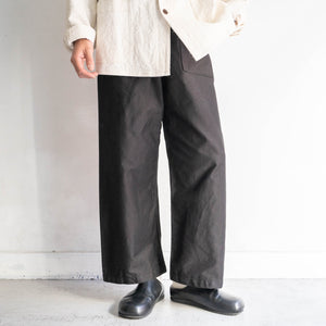 1950-60s Italian military light weight moleskin work pants 'dead stock' "pocket remake" -black dyed-