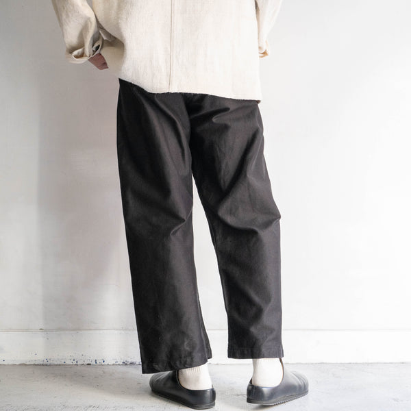 1950-60s Italian military light weight moleskin work pants 'dead stock' "pocket remake" -black dyed-