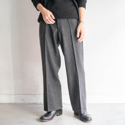 around 1990s Japan vintage dark gray color no tuck wool slacks