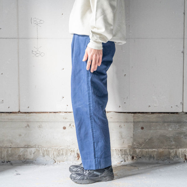 around 1990s Italian military over dyed navy color chino pants -button remake-