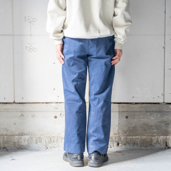 around 1990s Italian military over dyed navy color chino pants -button remake-