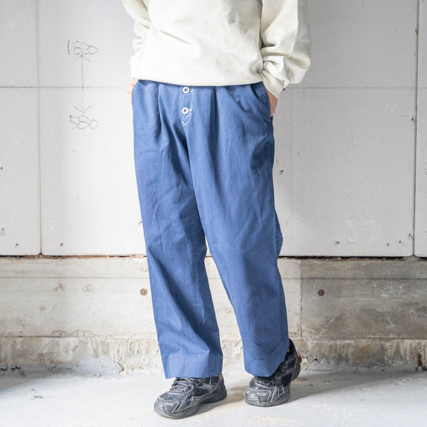 around 1990s Italian military over dyed navy color chino pants -button remake-