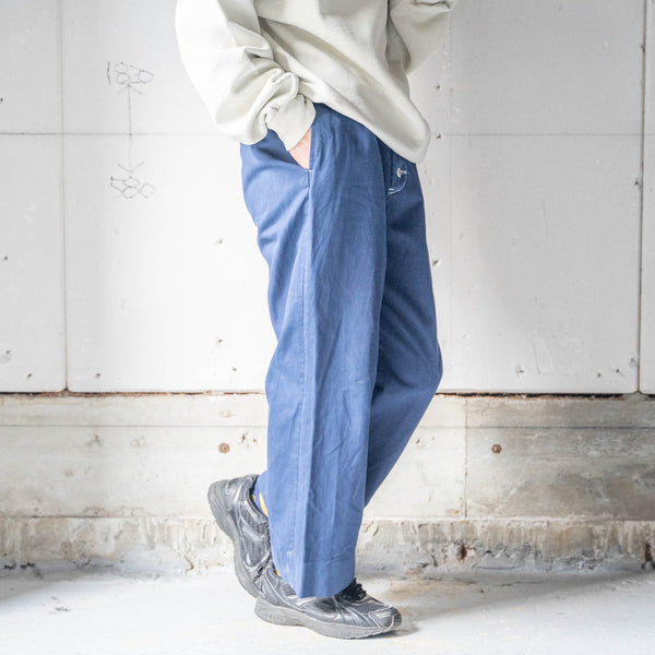 around 1990s Italian military over dyed navy color chino pants -button remake-