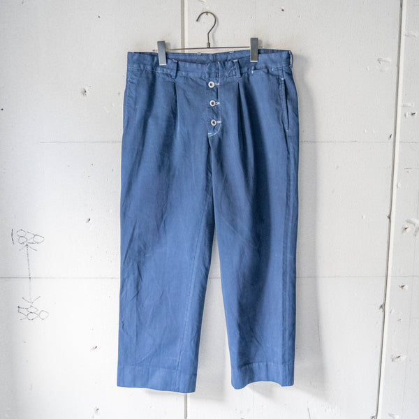 around 1990s Italian military over dyed navy color chino pants -button remake-