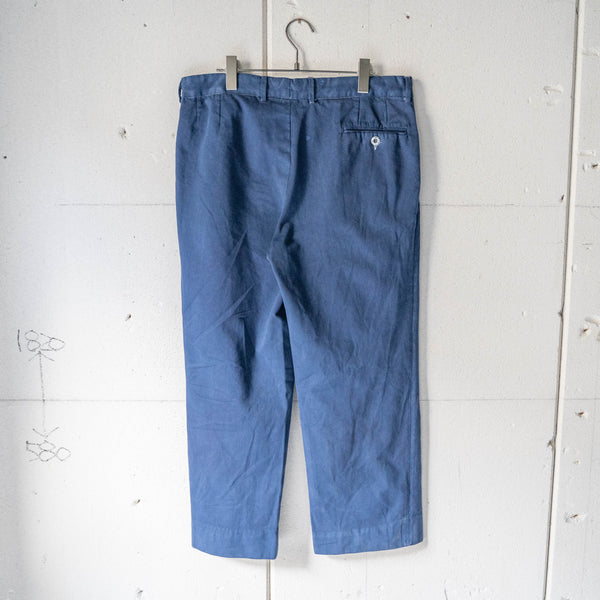 around 1990s Italian military over dyed navy color chino pants -button remake-