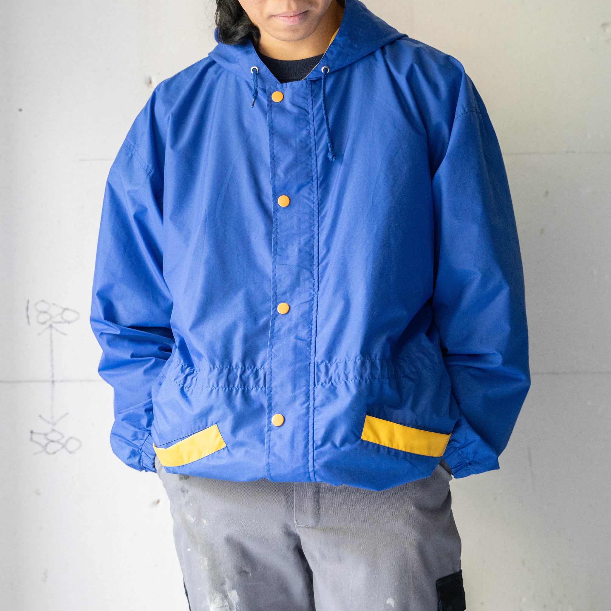 2000s Japan vintage blue×yellow nylon parka