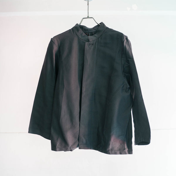 1980-90s Europe black cotton work jacket ‘dead stock’ -strange style- -2