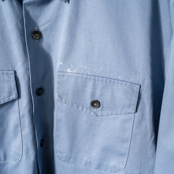 1980-90s Italian military blue grandpa shirt 'dead stock' -without epaulette-