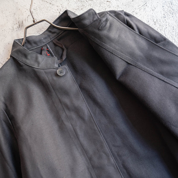 1980-90s Europe black cotton work jacket ‘dead stock’ -strange style- -2