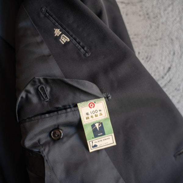 1970s Japan vintage black double breasted tailored jacket -1