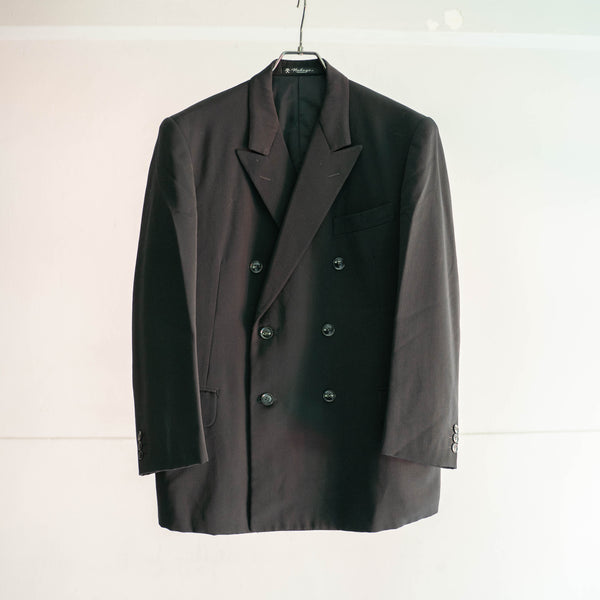 1970s Japan vintage black double breasted tailored jacket -2