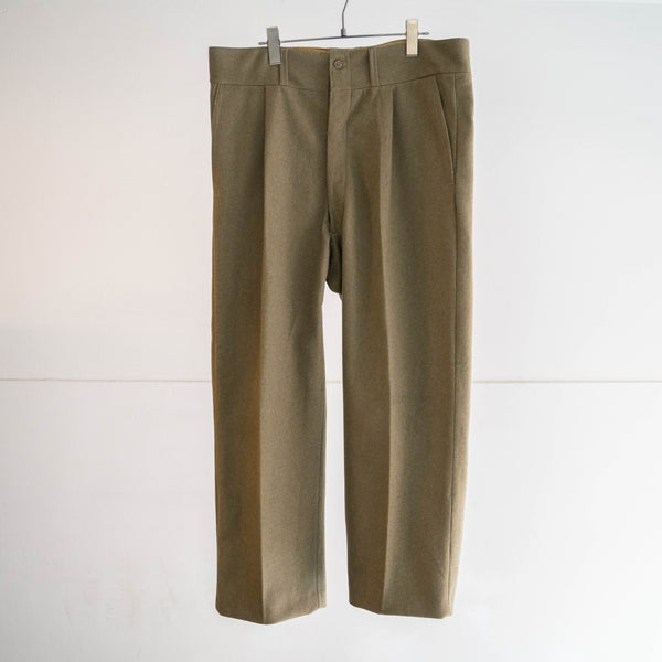 1960s Italian military khaki color one tuck wide wool pants 'dead stock'