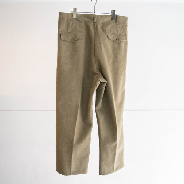 1960s Italian military khaki color one tuck wide wool pants 'dead stock'