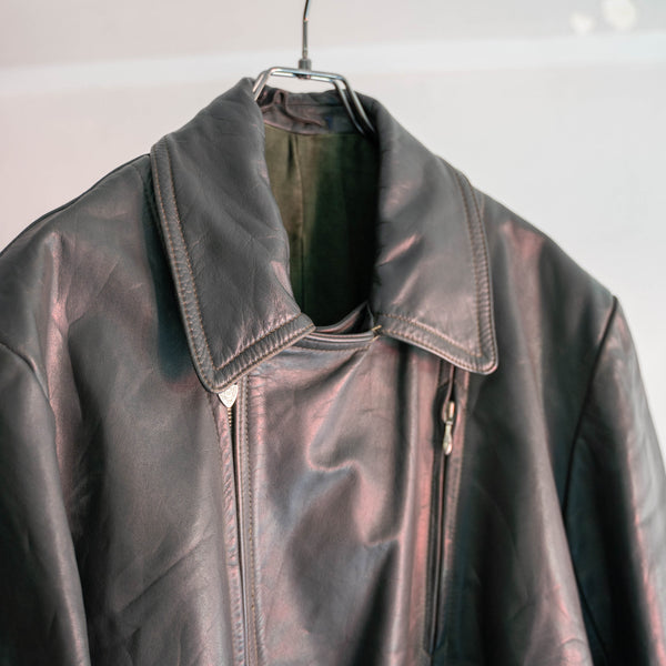 1970-80s Germany gray green leather motorcycle jacket