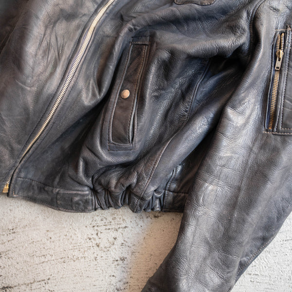1970-90s French military pilot leather jacket -dark navy-