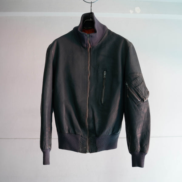 1980-00s German military pilot leather jacket -civilian type-