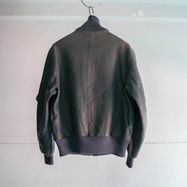 1980-00s German military pilot leather jacket -civilian type-