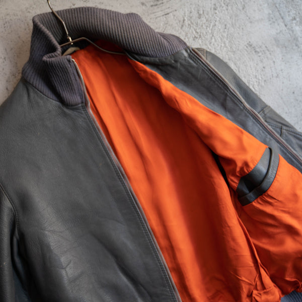 1980-00s German military pilot leather jacket -civilian type-