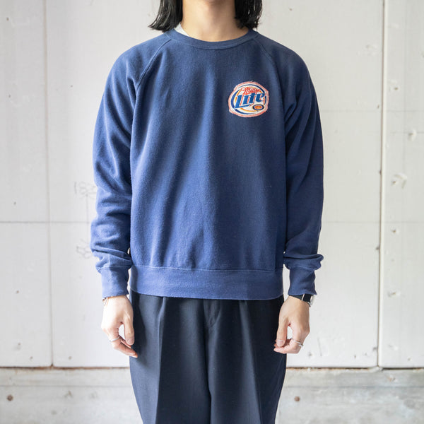 1990-00s 'FRUIT OF THE LOOM' navy color sweat 'patch custom'