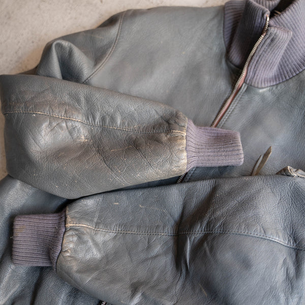 1980-00s German military pilot leather jacket -civilian type-