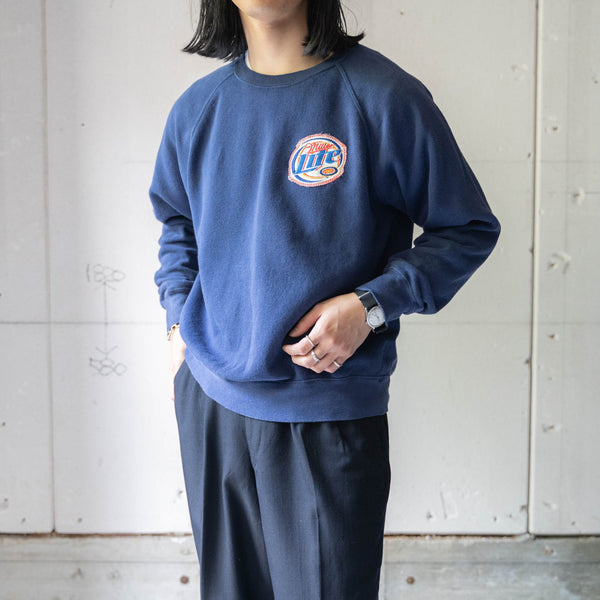 1990-00s 'FRUIT OF THE LOOM' navy color sweat 'patch custom'