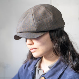 '1970s Japan vintage remake' 8 panel casquette -with adjuster- 'brown × green stripe'