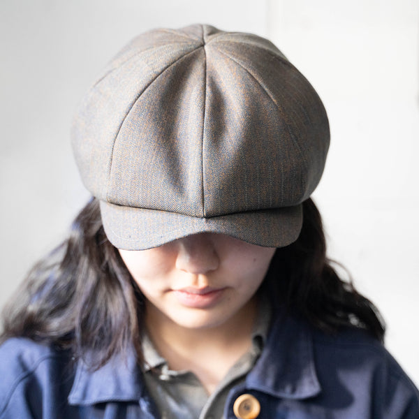 '1970s Japan vintage remake' 8 panel casquette -with adjuster- 'brown × green stripe'