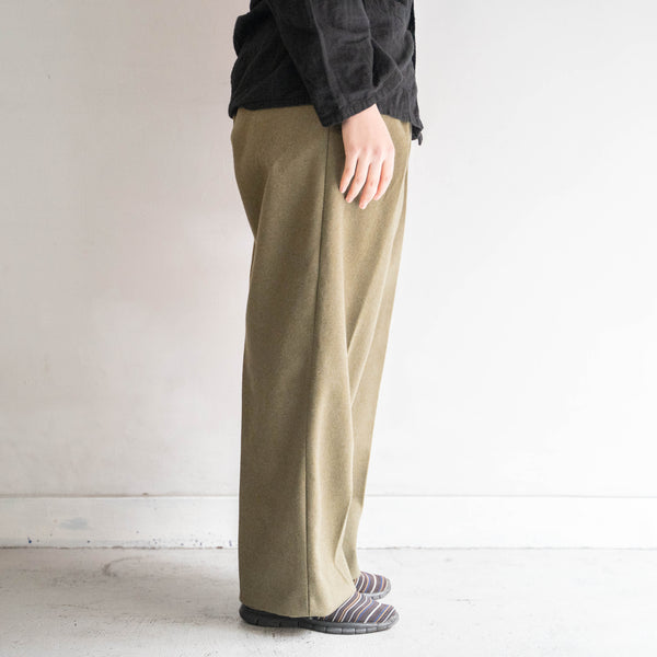 1960s Italian military khaki color one tuck wide wool pants 'dead stock'