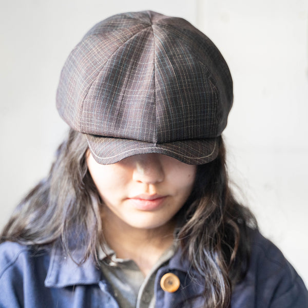 '1970s Japan vintage remake' 8 panel casquette -with adjuster- 'cocoa brown check'