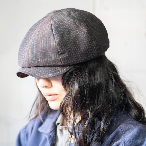 '1970s Japan vintage remake' 8 panel casquette -with adjuster- 'cocoa brown check'