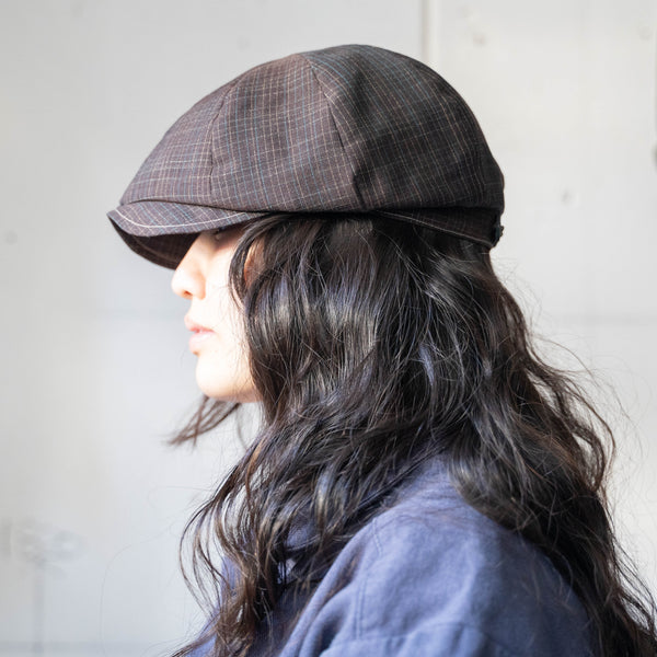 '1970s Japan vintage remake' 8 panel casquette -with adjuster- 'cocoa brown check'