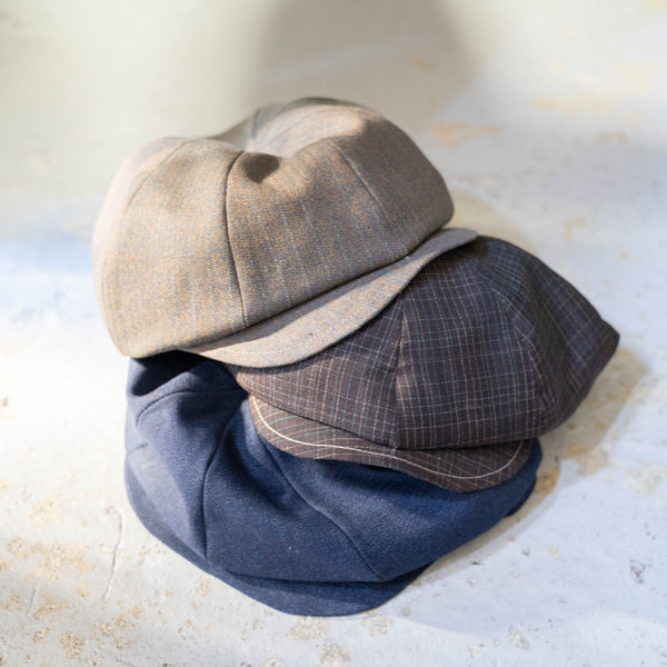 '1970s Japan vintage remake' 8 panel casquette -with adjuster- 'brown × green stripe'