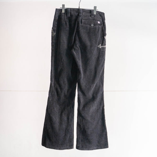 1980-90s Germany black color corduroy logger flare pants