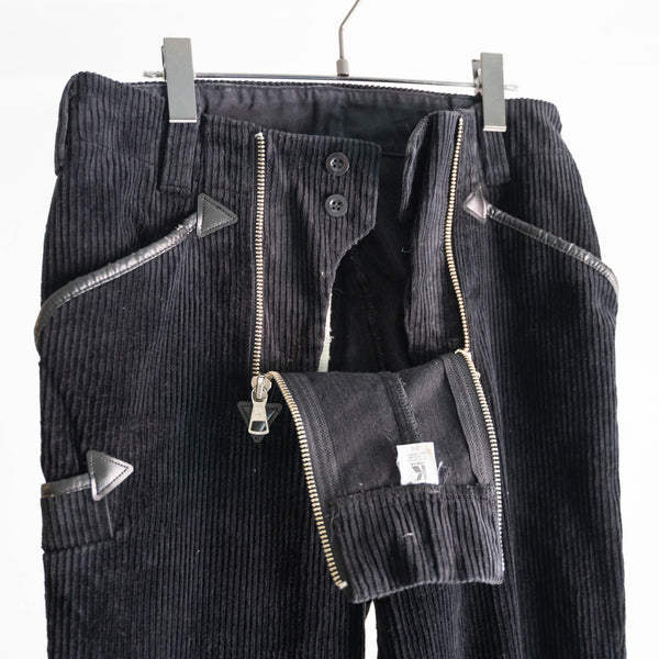 1980-90s Germany black color corduroy logger flare pants