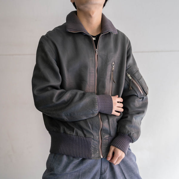 1980-00s German military pilot leather jacket -civilian type-