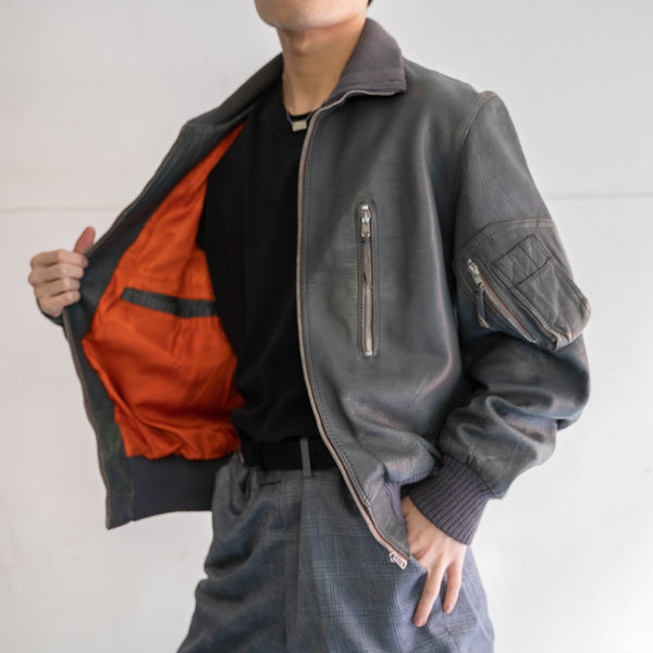 1980-00s German military pilot leather jacket -civilian type-