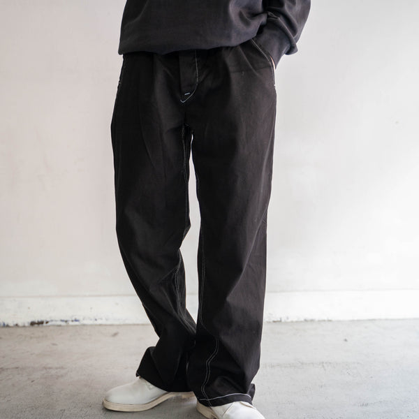 1980-90s Italian military chino pants -black dyed- ‘dead stock’ -1