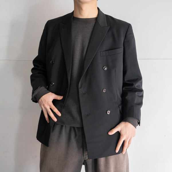 1970s Japan vintage black double breasted tailored jacket -1