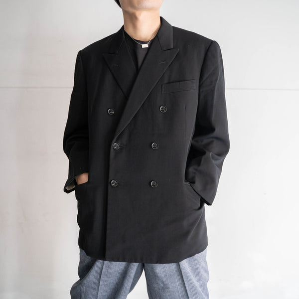 1970s Japan vintage black double breasted tailored jacket -2