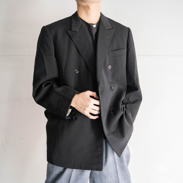 1970s Japan vintage black double breasted tailored jacket -2