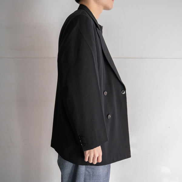 1970s Japan vintage black double breasted tailored jacket -2