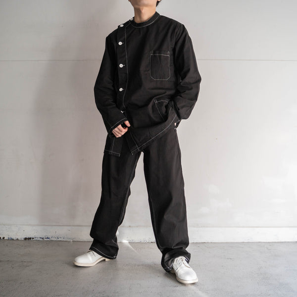 1980-90s Italian military chef jacket -black dyed- ‘dead stock’ -1