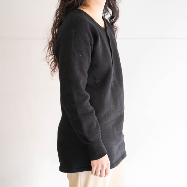 around 1940s Europe military henry neck sweat -black dyed-