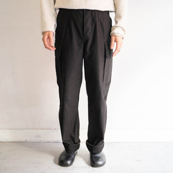 1970-90s Dutch military knife pocket cargo pants -black dyed- 'dead stock'