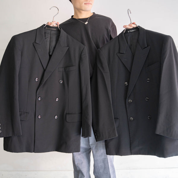 1970s Japan vintage black double breasted tailored jacket -2