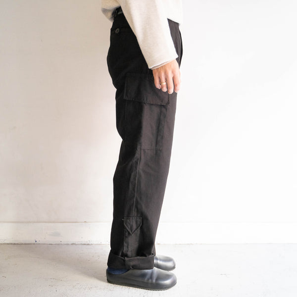 1970-90s Dutch military knife pocket cargo pants -black dyed- 'dead stock'